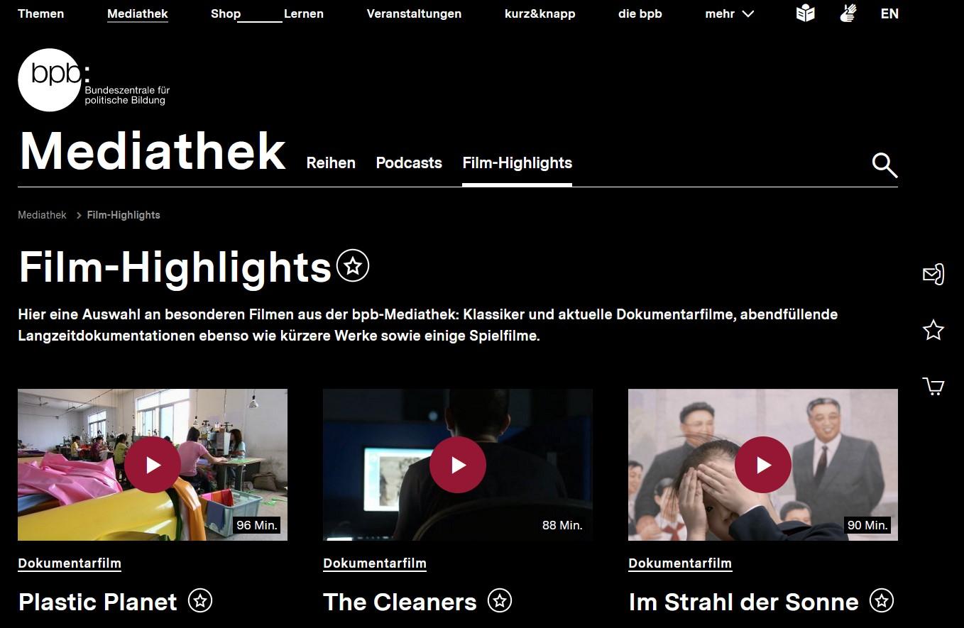 Kostenlos deutsche dokus streamen bpb mediathek screenshot